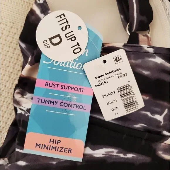 Swim Solutions Triple Tiered Tummy-Control 1-Piece - Picture 13 of 15